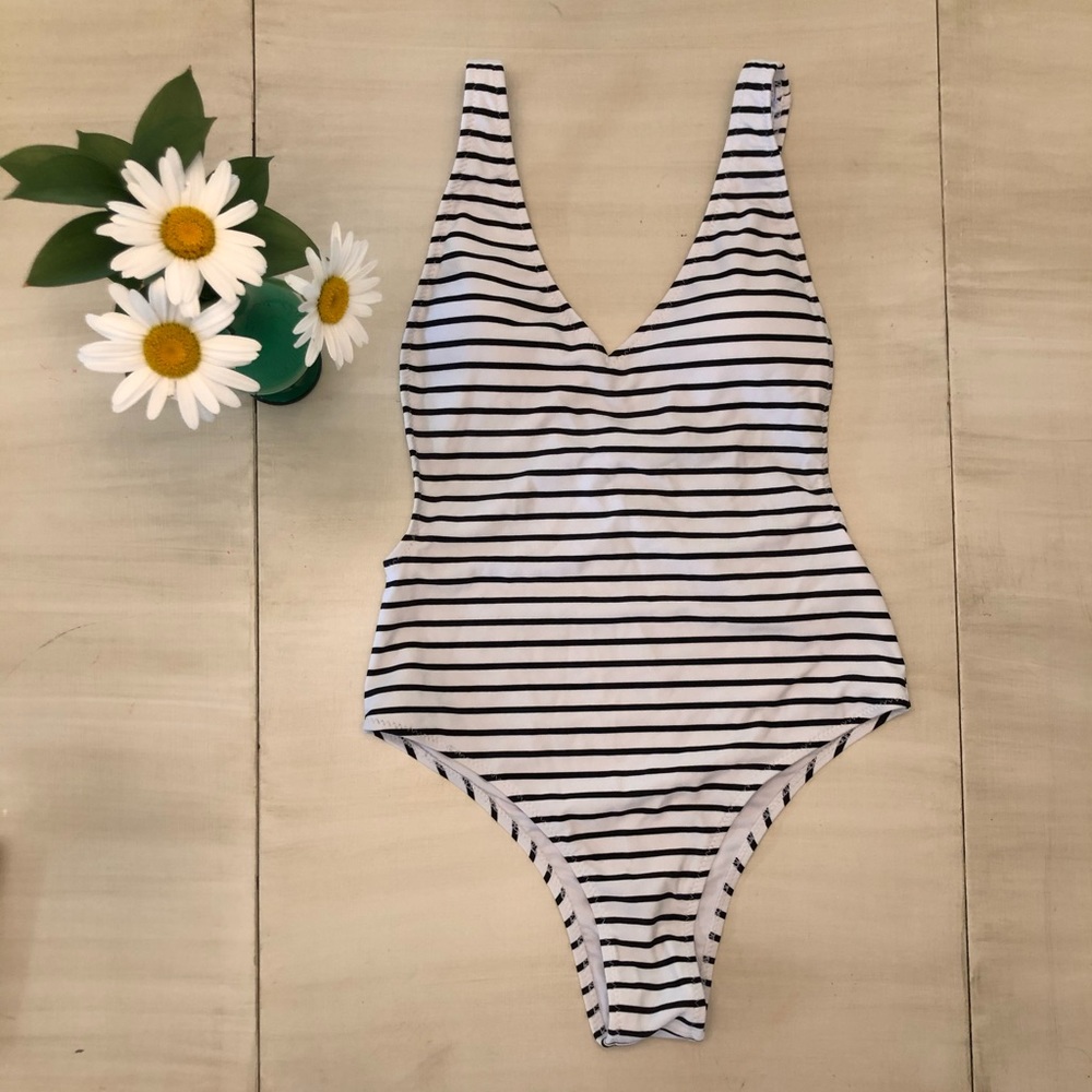 Striped One Piece Bathing Suit